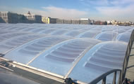 Photovoltaic panels inside the Etfe roof panels, Munich Awm