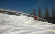 Pvc tensile fabric installation, Odense